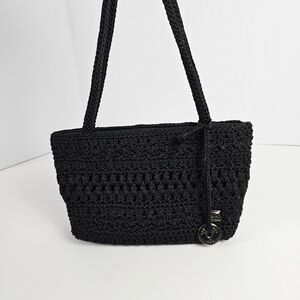 SOLD The Sak Black Crochet Shoulder Bag Small Purse Nylon Lining Boho Y2K bag